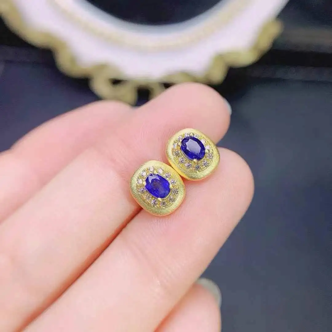 Classic Sapphire Earring For Sale Natural Real Sapphire 925 Sterling Silver