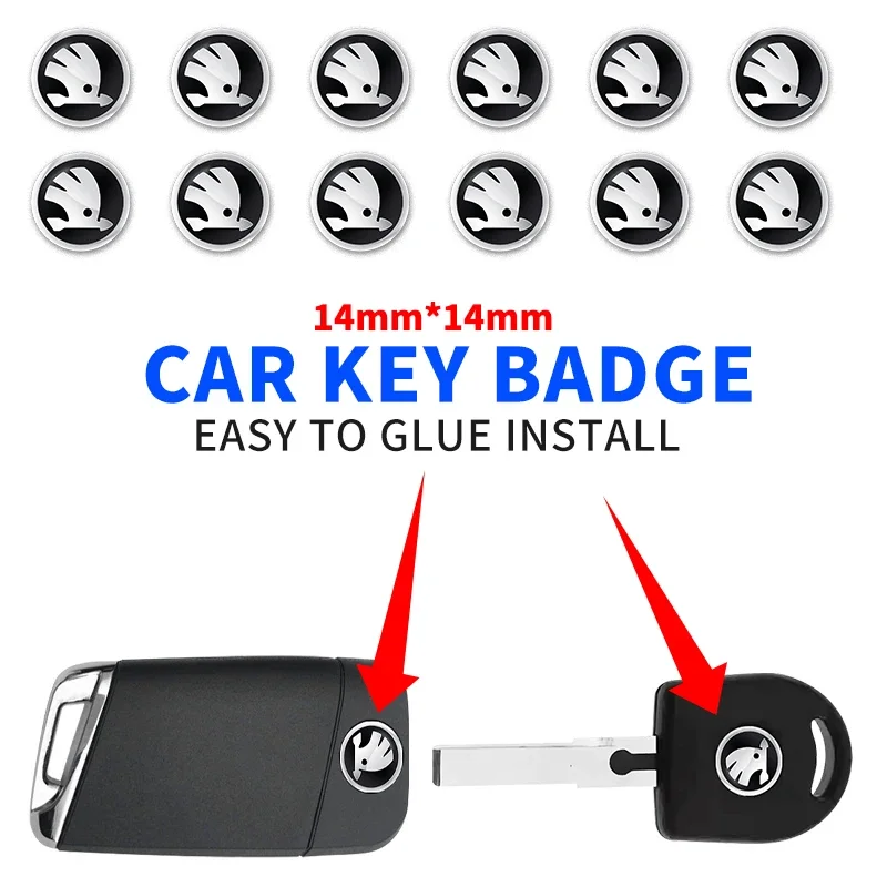 Emblema de llave de coche de 11mm y 14mm, pegatina con logotipo de llave de Control automático para Skoda Octavia Fabia Rapid Yeti Superb A5 A7 VRS VII Scala