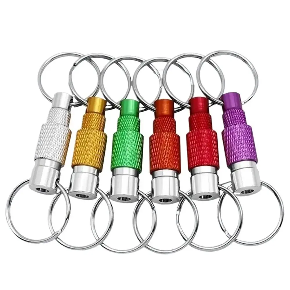 Double Headed Quick Release Keychain Aluminum Alloy 360° Rotation Clip Pull Apart Buckle Mini Quick Pull Design Keys Fob