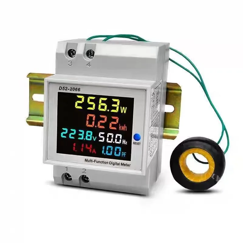 Household single-phase smart electricity meter, DIN rail, 220V voltage, current, power factor meter
