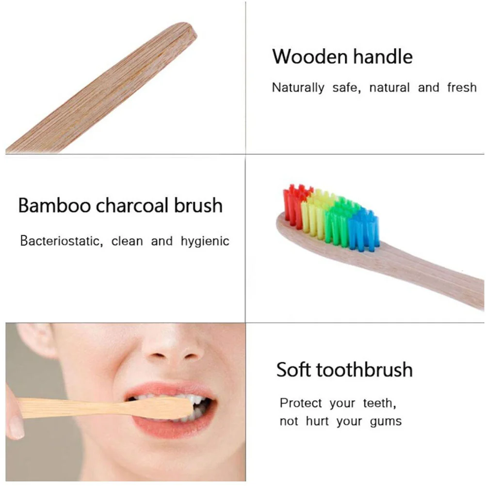 Adult Toothbrush Natural Toothbrushes Bristle Soft Fur Adults Colorful Degradable