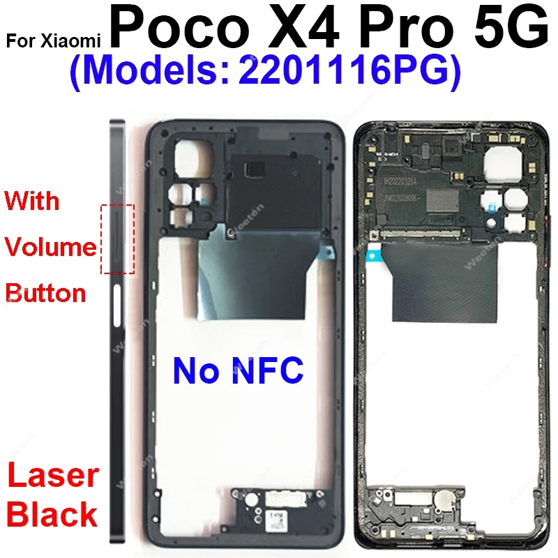 샤오미 포코 X4 프로 X4Pro 5G 중간 하우징 전면 LCD 프레임 베젤 홀더 중간 하우징 커버 예비 부품 수리용