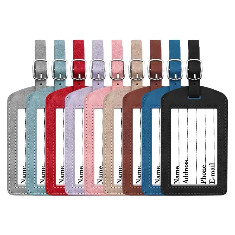 4/2/1PCS PU Leather Flip Luggage Tag Light Soft Solid Color Airplane Baggage Tag Boarding Pass Suitcase Tag Travel Accessories