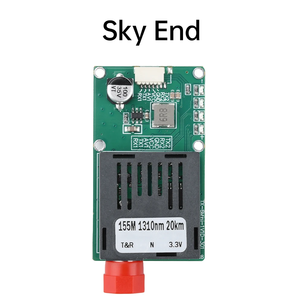 Sky/Earth TTL Optical Transceiver Module DC 5.5-26V FC RX/TX/AV/VCC/GND Interface for Drones TTL to Fiber Optic Module