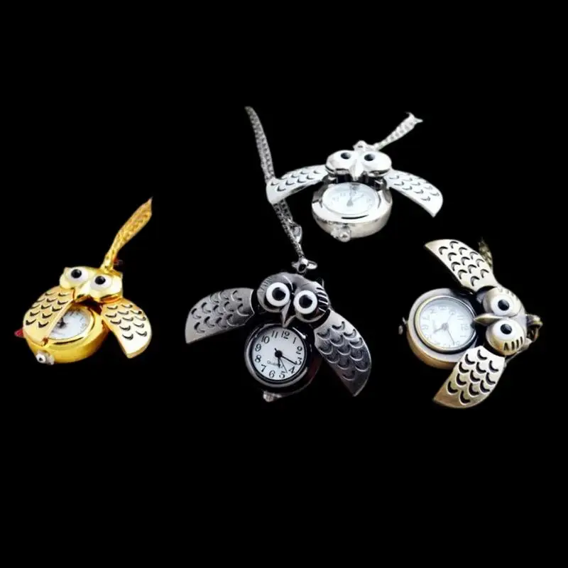 

Модные винтажные часы-подвеска в форме совы из сплава для мужчин и женщин, длинная цепочка, подарки на день рождения