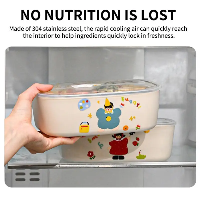 ~Microwave Sealed 304 Stainless Steel Thermal Bento Lunch Box Large Capacity Cute Insulated Food Container For Students Workers