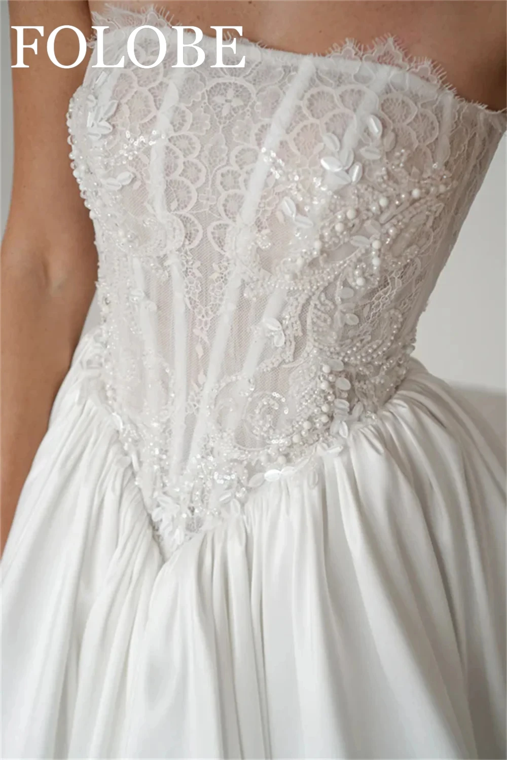 Robes de mariée blanches personnalisées, robes de bal à perles, sans manches, paillettes, Corset au dos, sans bretelles, courte, Mini robe de mariée en Satin