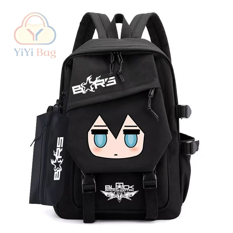 BLACK ROCK SHOOTER Backpack Pencil Case Set Kuroi Mato Cartoon Print Student School Bag Daypack Large Capacity Travel Book Bag