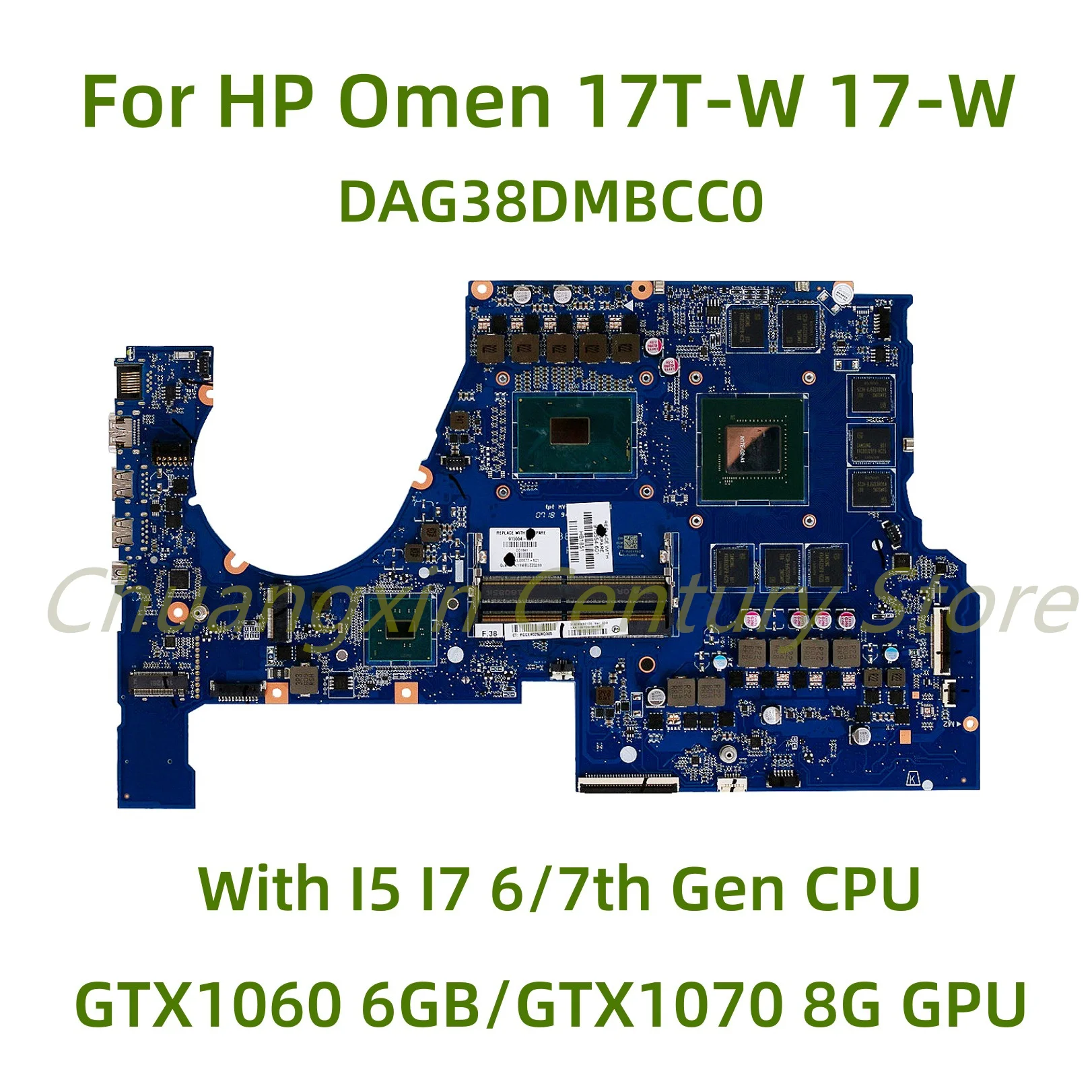 Suitable for HP Omen 17T-W 17-W Laptop motherboard DAG38DMBCC0 with I5 I7 6/7th Gen GTX1060 6GB/GTX1070 8G GPU 100% Tested Fully