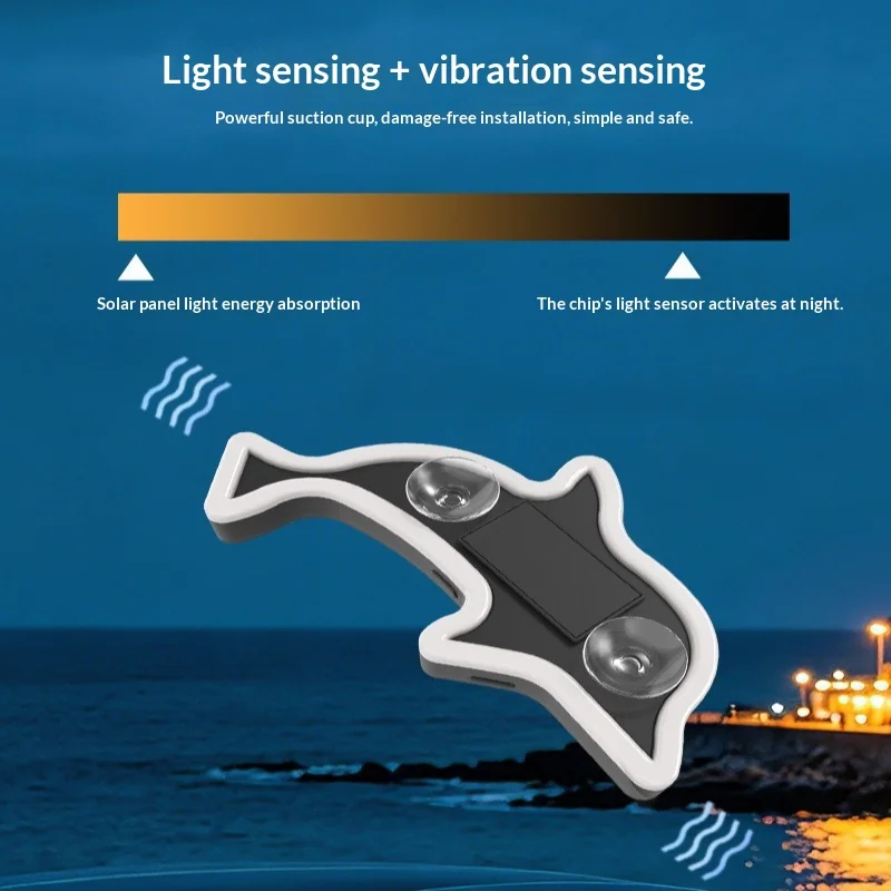 1Pc Solar Dolphin Triangle Window Ambient Light Wireless LED Fun Decor Lamp for Car Rear Window Interior Atmosphere Ornament