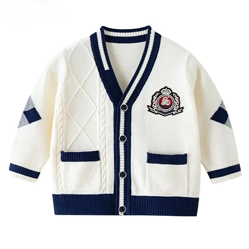 2024 Baby Kids Sweater Children Outfit Cardigan Outerwear Coat Spring Top Boys' College Style Kids Clothes Autumn Winter Outdoor