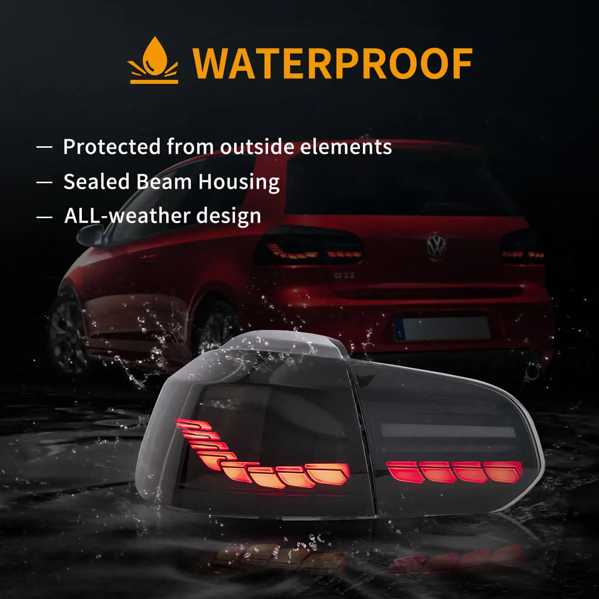 08-14 Golf 6th Gen Mk6 Hatchback Vland II OLED Tail Lights With Dynamic Welcome Lighting (GTS Style)