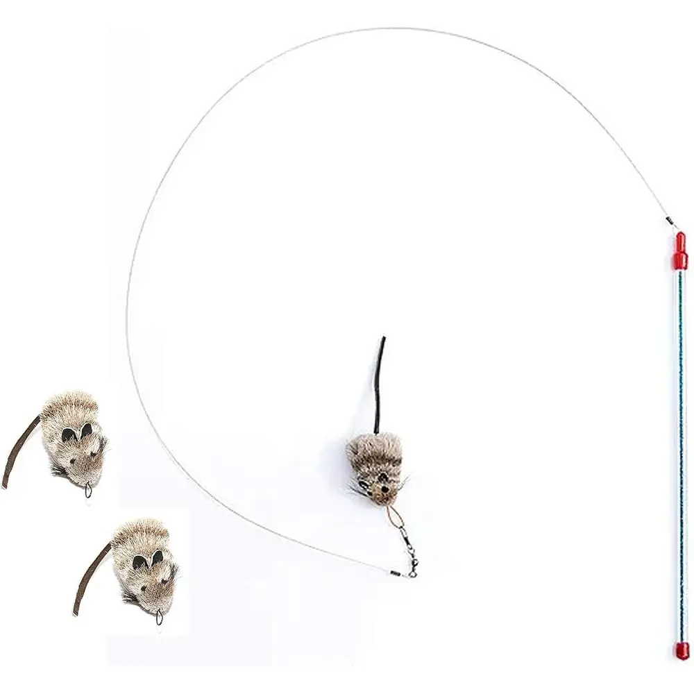 

Интерактивная игрушка-приманка для кошек с 2 сменными мышками-игрушками