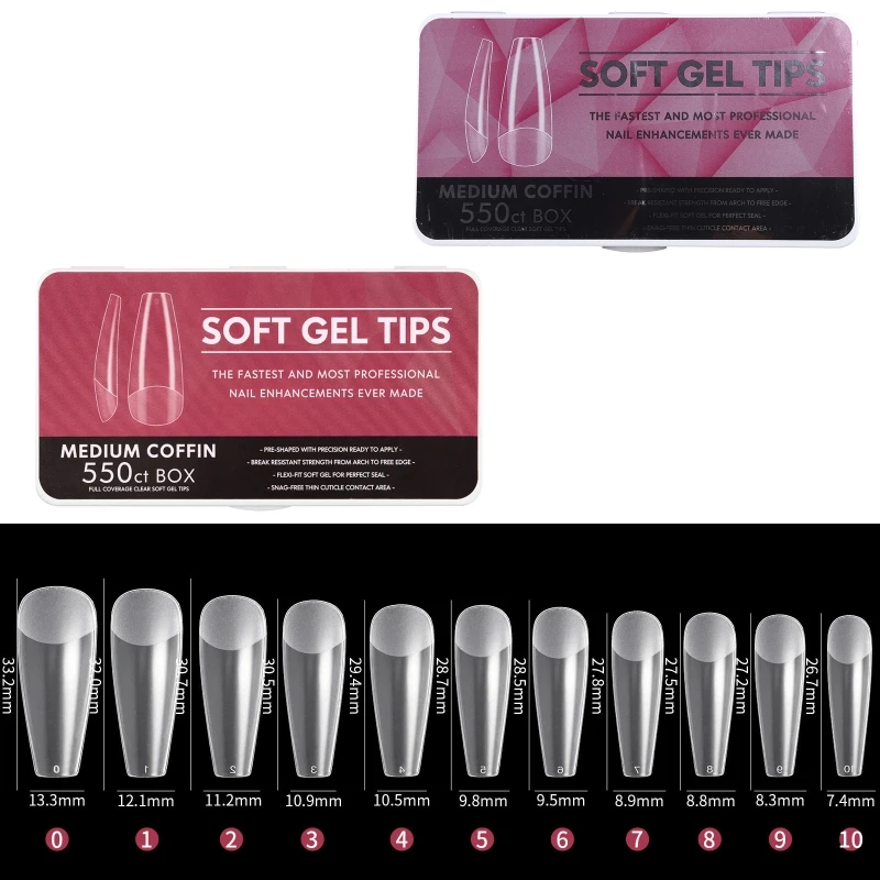 Y1UF Soft Gel Full Cover Tips Kits for Soak Off Extensions,Press on Nails