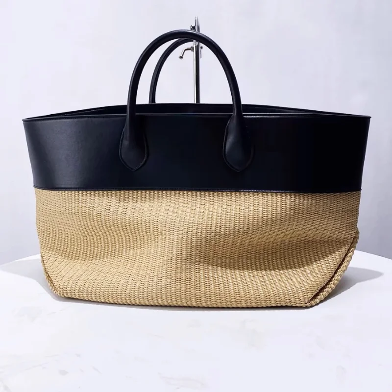 

Пляжная соломенная сумка контрастного цвета, женская летняя пляжная сумка для отдыха на приморском воздухе, для путешествий, отдыха, большая вместительная сумка на плечо