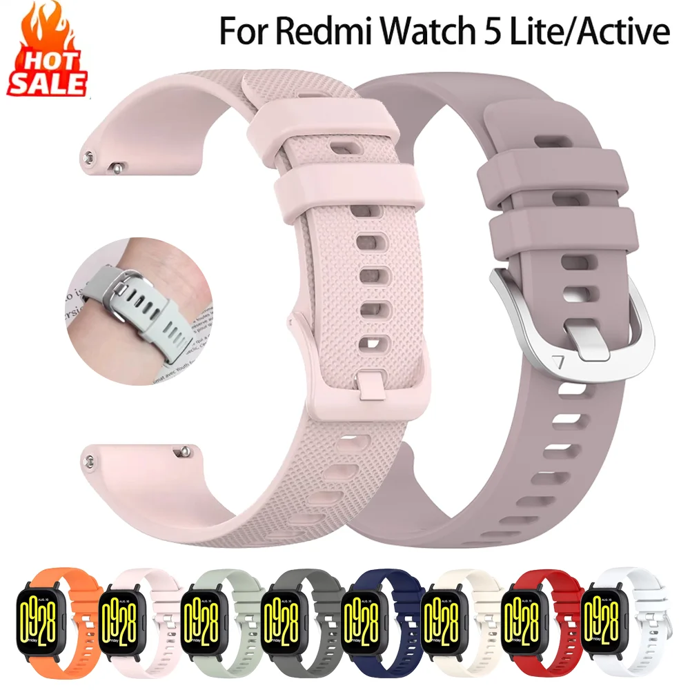 Pulseira de silicone esportiva de 22mm para Redmi Watch 5 Active/5 Lite, acessório de smartwatch, pulseira de borracha, correa xiaomi Redmi 5 lite.