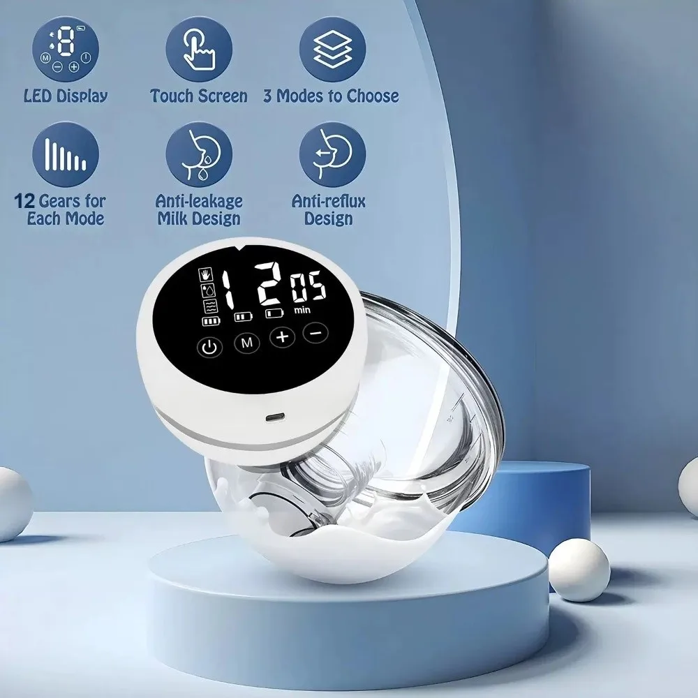 مضخة ثدي كهربائية بسعة 180 مل، مضخة ثدي ذكية متكاملة بدون استخدام اليدين، تدليك غير مؤلم