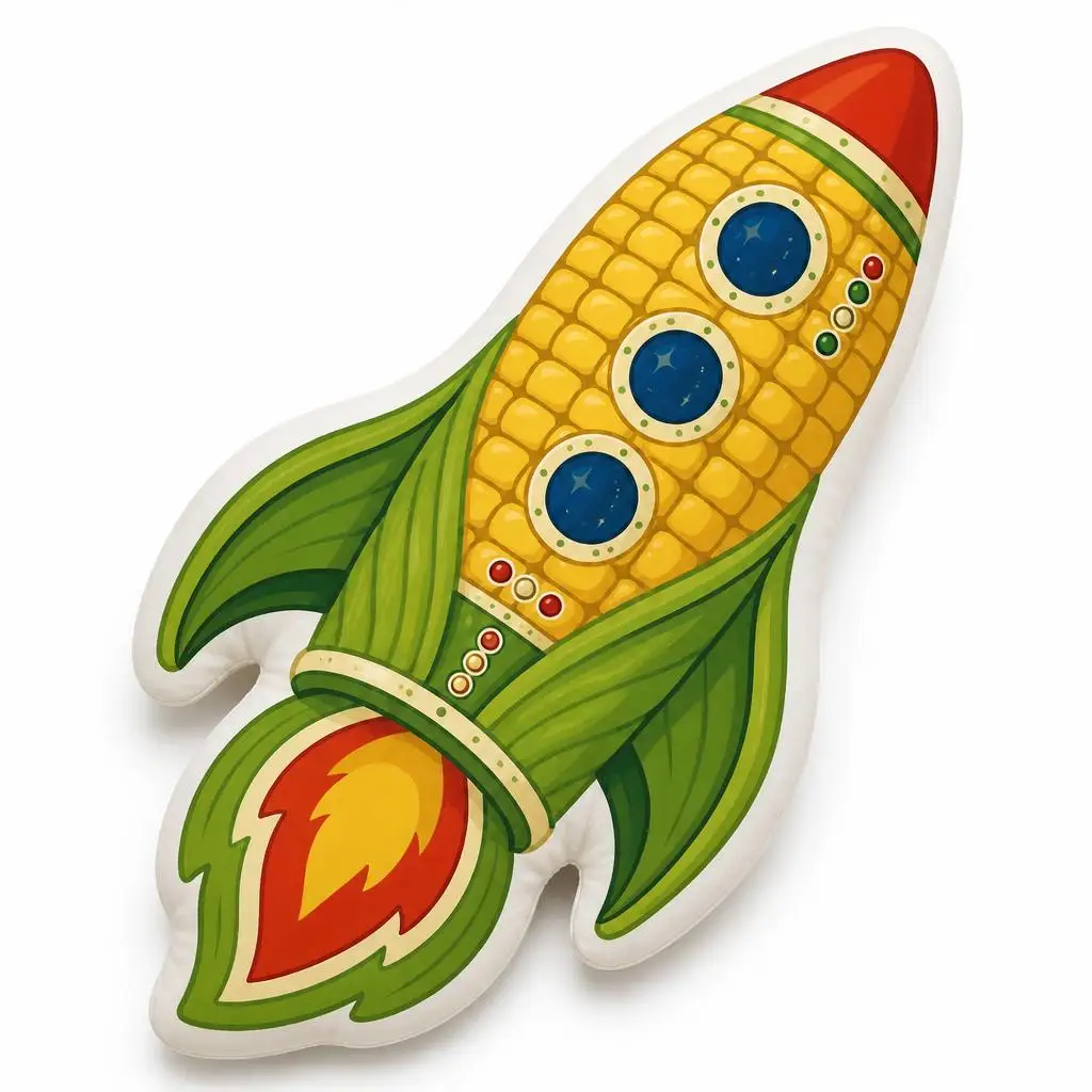 Rocket Corn Shaped Throw Pillow Funny Space Kitchen Cushion Astronomy Home Decor Stuffed Sofa Pillow Gift for Corn Lovers