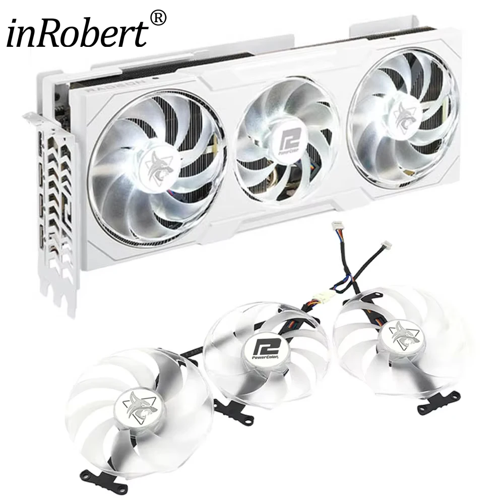 Video Card Fan Replacement for Powercolor RX 7900 XTX Hellhound Spectral White T129215BU RX7900XTX Graphics Card Cooling Fan