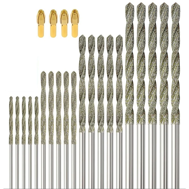 

Сверла 1 мм, 1,5 мм, 2 мм, 2,5 мм, 5 штук, зернистость 120, 20 шт., с 4 цангами, совместимые с вращающимся инструментом для морского стекла [33A HomePro]