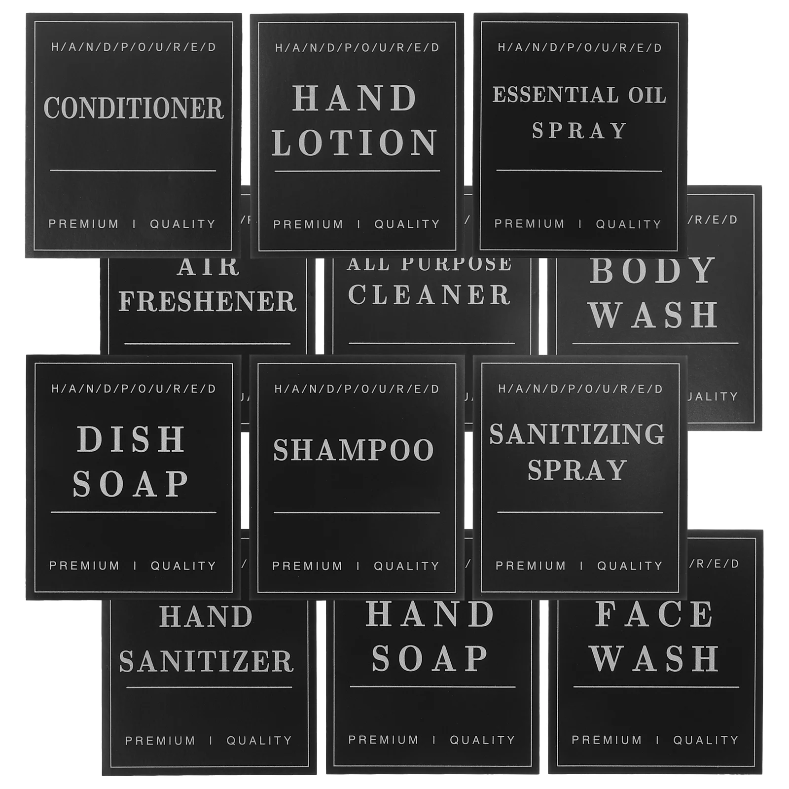 Bathroom Labels Set Waterproof Refillable Bottles Stickers For Dish Soap Body Wash Conditioner Shampoo Display