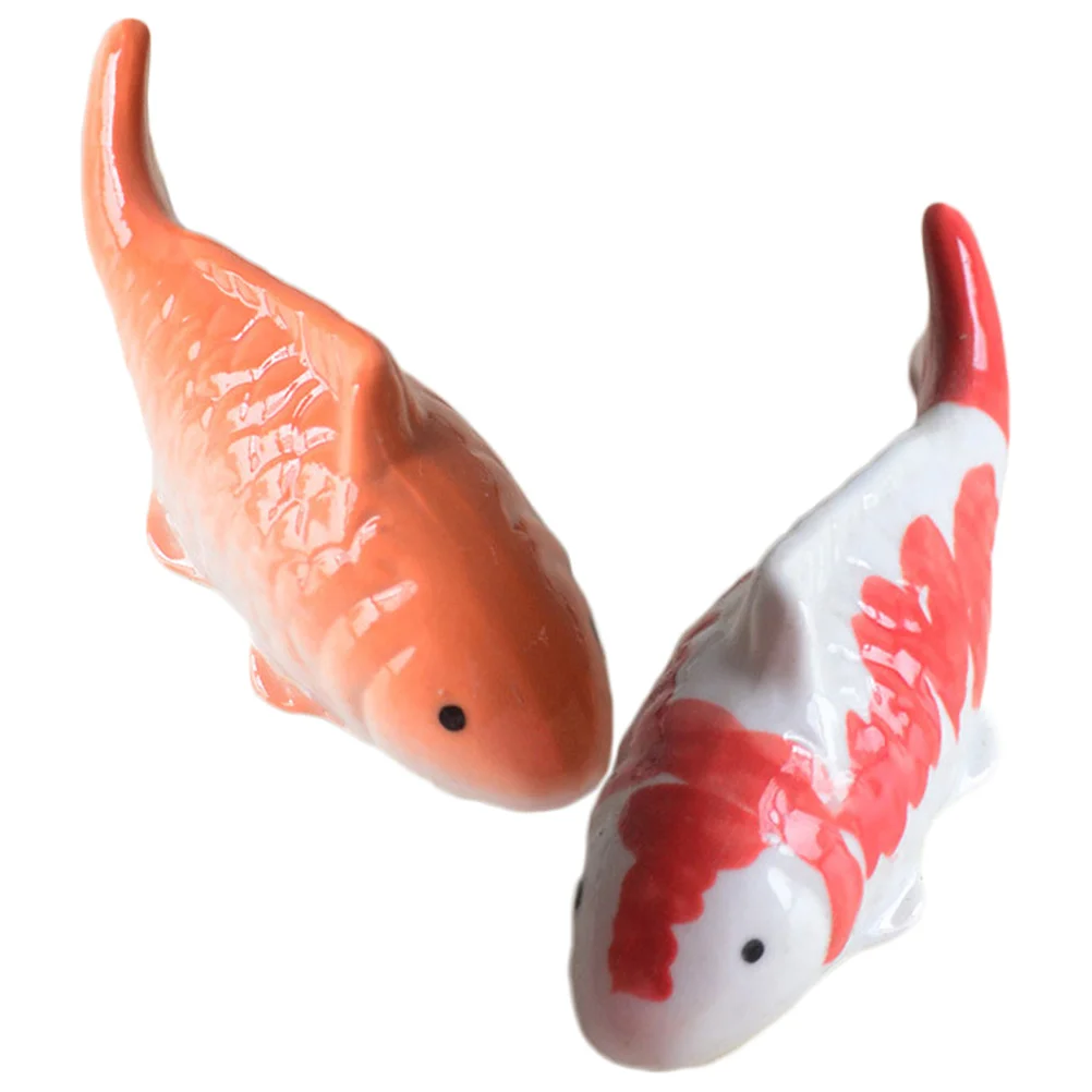 

2 Pcs Crafts Bathtub Fish Ornaments Miss Tank Goldfish Underwater Ceramics Fountain Landscape Decorative Aquarium