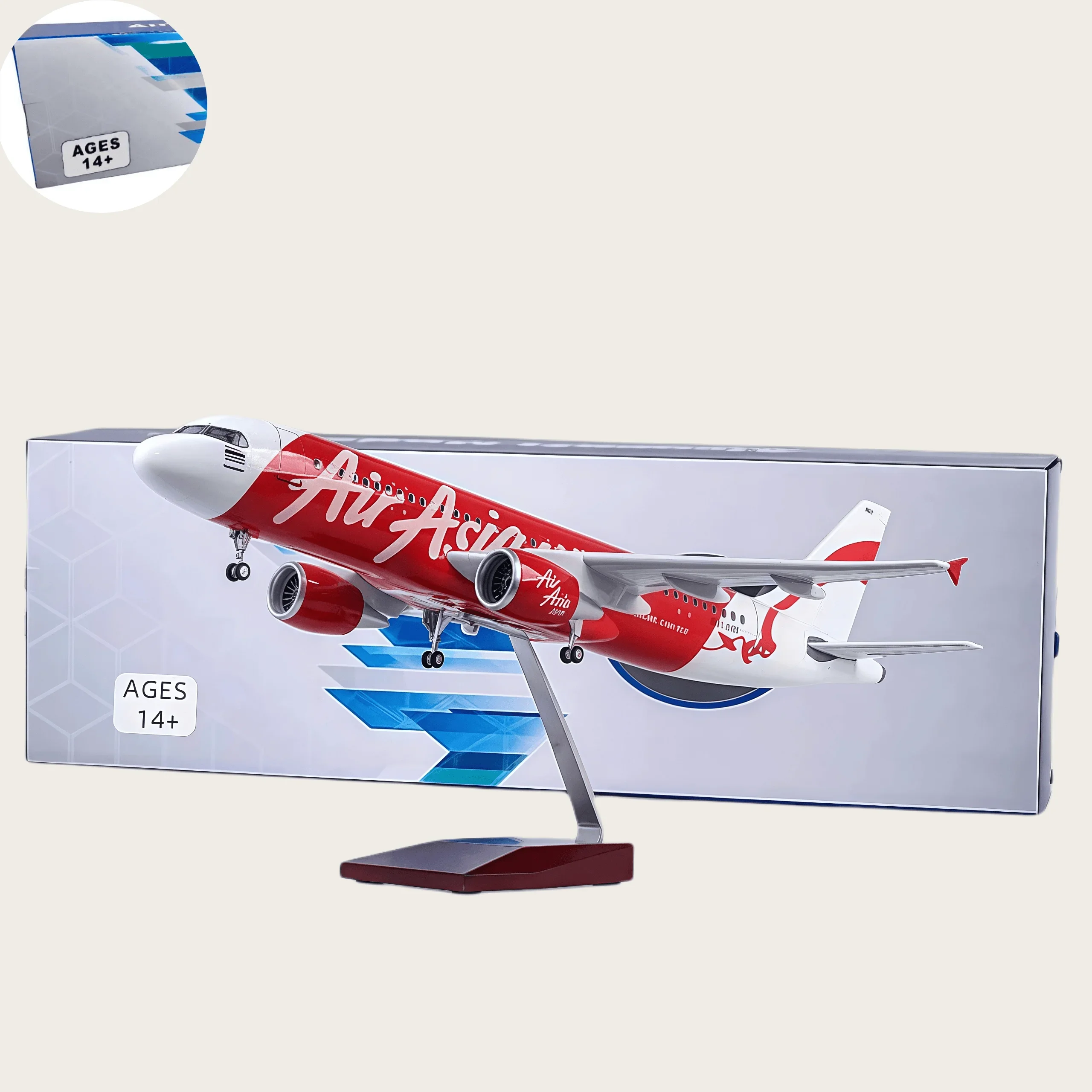 

1/80 Scale 47 cm Air Asia Airlines A320 Neo With Lighting And Wheels Die-cast Resin Aircraft Model Collection Home Decor Display