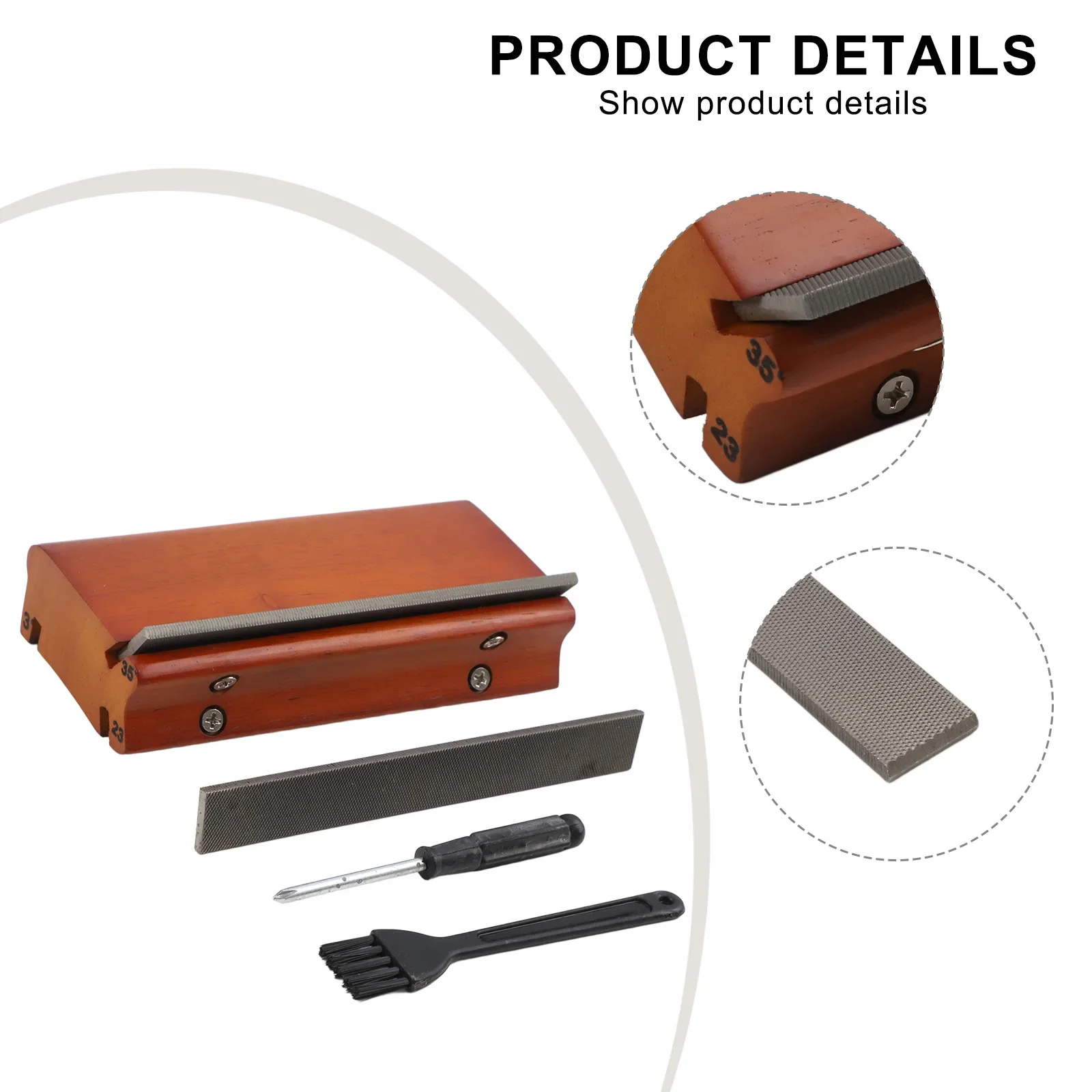 

Brown Guitar Fret File Fret Beveling File Multi-Instrument Tool Durability And Care High Carbon Steel Rubber Wood Material