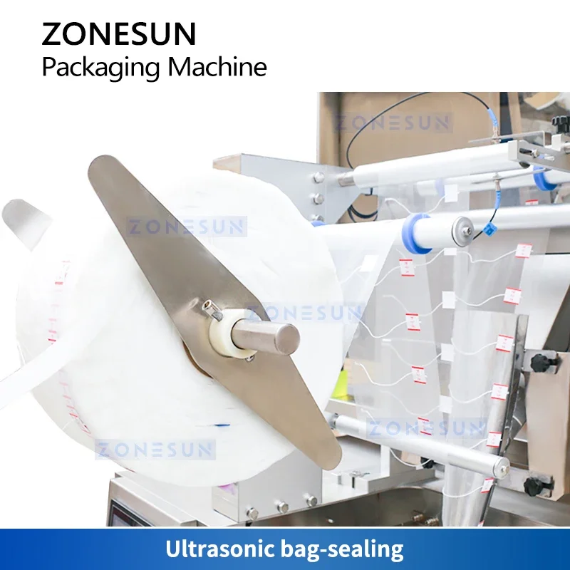 Zonesun vffs pirâmide saco de chá que faz a máquina ervas flor forma vertical preenchimento selo folhas de chá bolsa de náilon embalagem ZS-SJB90