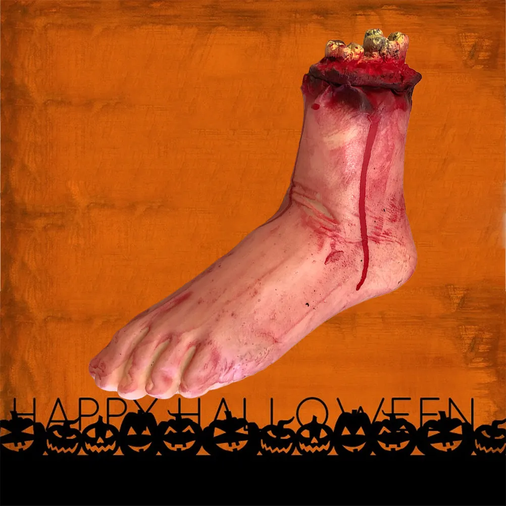 

2Pcs Hyper-Realistic Rubber Severed Foot Halloween Prop Blood Effect Scary Party Costume Accessory for Prom Ghost Theme