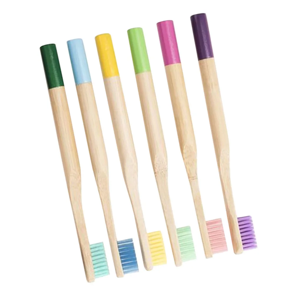 

6Pcs Bamboo Toothbrush Kids Soft Bristles Colorful Handles Ergonomic Design Oral Care Family Use Bamboo Toothbrush