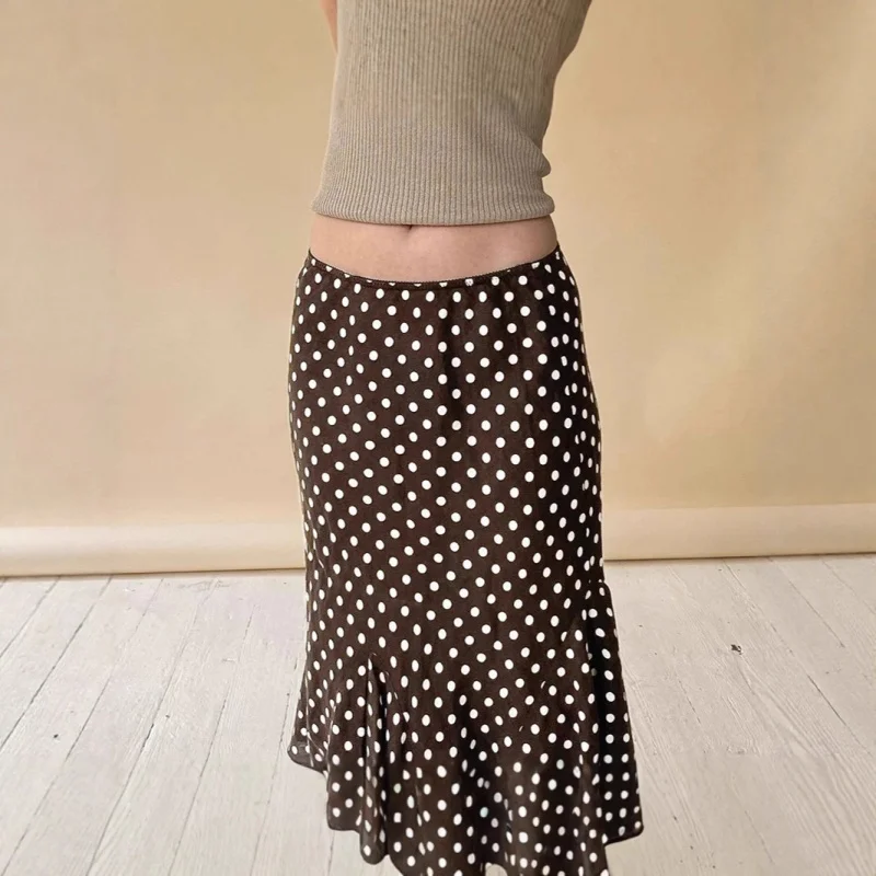 Nuova gonna a pois con stampa a vita bassa Fi Tail Or Gonna svasata svasata slim fit da donna