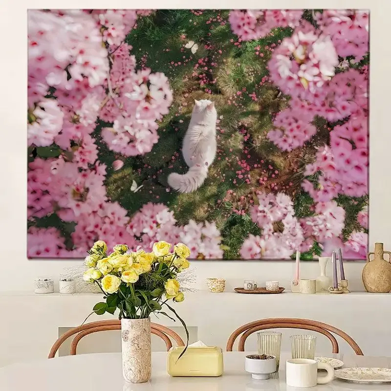 VIKAMA Southeast Asian Water Market Landscape Tapestry, High Definition Wear-Resistant Fabric for Living Room Decor