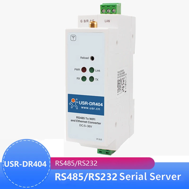 USR-DR404 Din-rail Wi-Fi wifi RS485 serial to TCP/IP wifi Ethernet device server converter Standard Din-rail, Industrial-grade