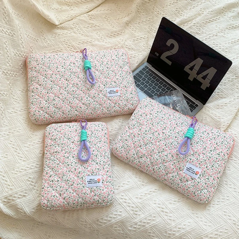 Capa para tablet de 11 polegadas, para ipad air/pro 13, 14 polegadas, capa fofa para laptop para macbook air/pro, bolsa de transporte floral