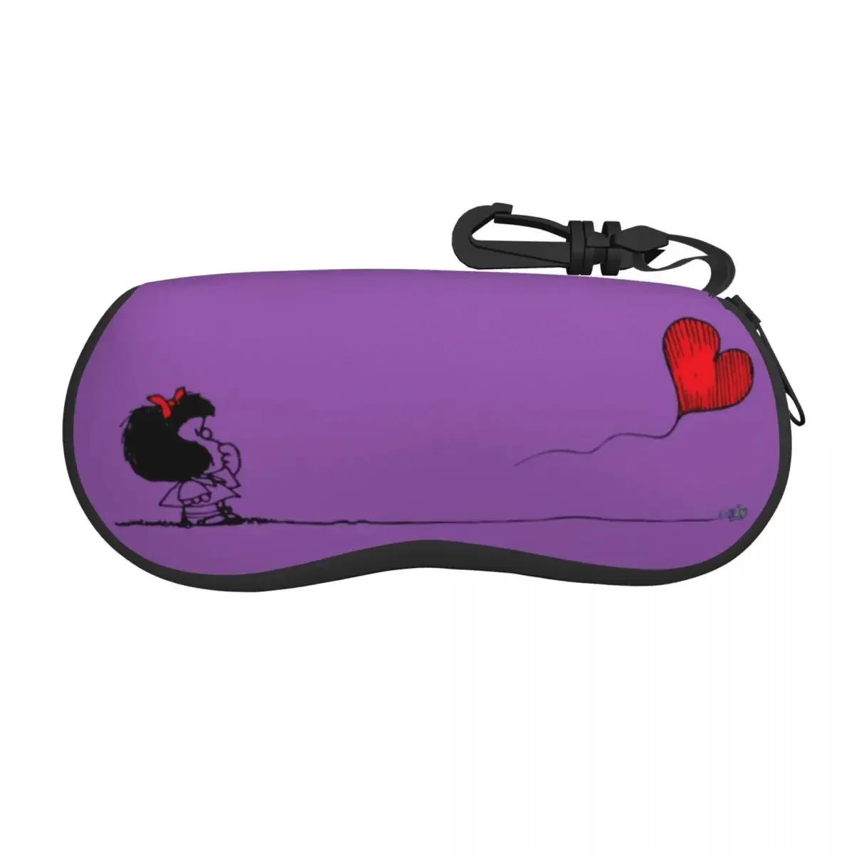 Mafalda Balloon Heart Sunglasses Soft Case Neoprene Zipper Cartoon Quino Comics Shell Eyeglass Case Protective Box For Glasses