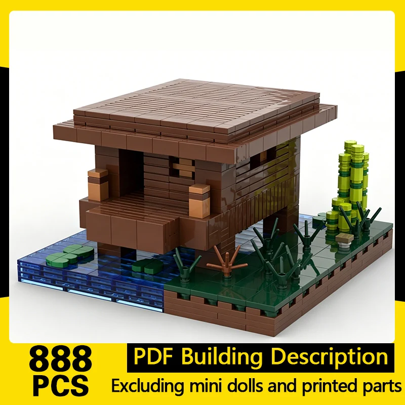 City Street View Model MOC Building Bricks Swamp Wooden Hut Modular Technology Gifts Holiday Assemble Children Toys Suit