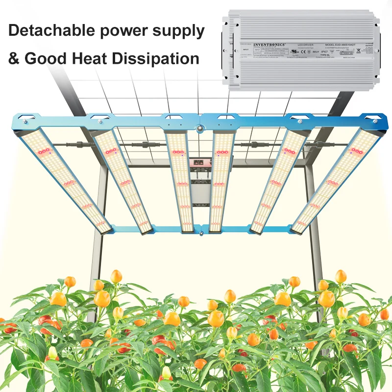 New KingBrite P55 600W LM301H EVO+OSR (660nm+730nm)+UV Rotatable Bars Led Grow Lamp Plant Light