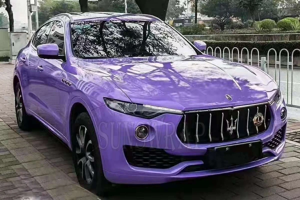 2025 Ultra Glossy Lilac Purple Vinyl Wrap Roll PET Material Air Release Full Body Wrap DIY Kit 5x59ft/roll