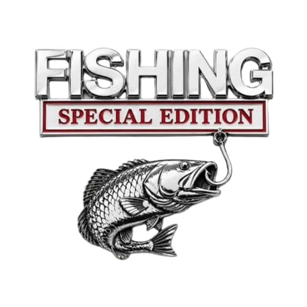 For Fishing Trips Metal Vehicle Emblem Stylish Fishing Vehicle Accessory Robust Texture Drill-free Installation