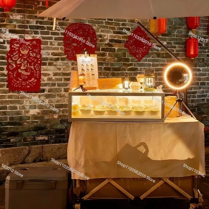Visual transparent egg tart, tiramisu, Basque dessert booth for night market stalls, special insulated box display cabinet