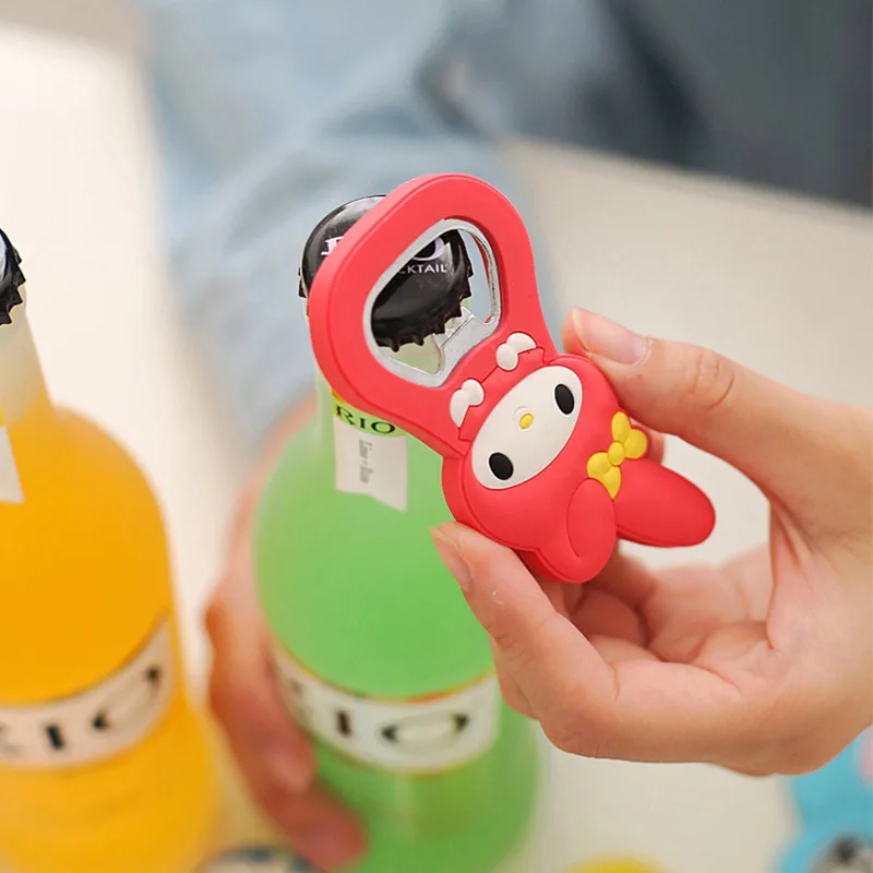 Sanrio Beer Bottle Opener Mini Cute Multifunctional Cartoon Style Hello Kitty Creative Refrigerator Silicone Bottle Opener