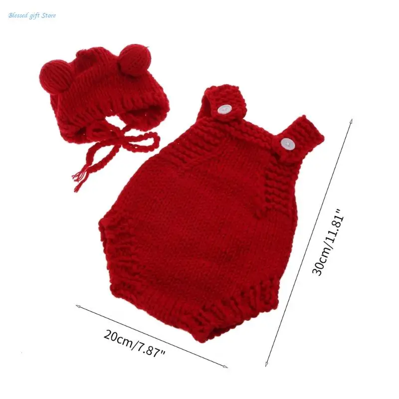 Newborn Photography Clothes Cartoon Costume Photo Props Knitted Baby Hat Pants