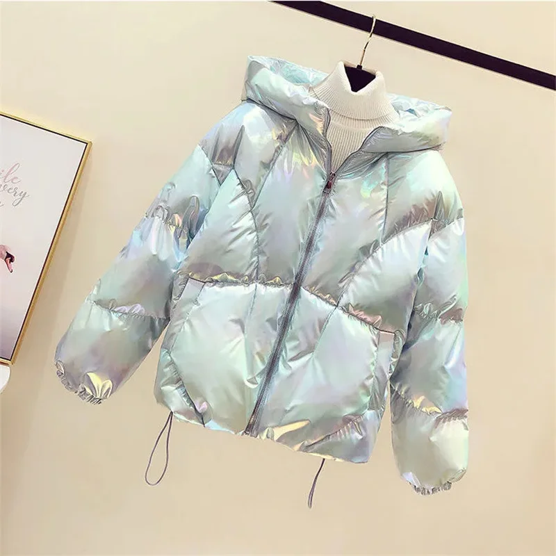 2024 New Cotton Coat Disposable Glossy Short Down Cotton-Padded Jacket Women Winter Puffer Coats Fashion Bread Clothing Female