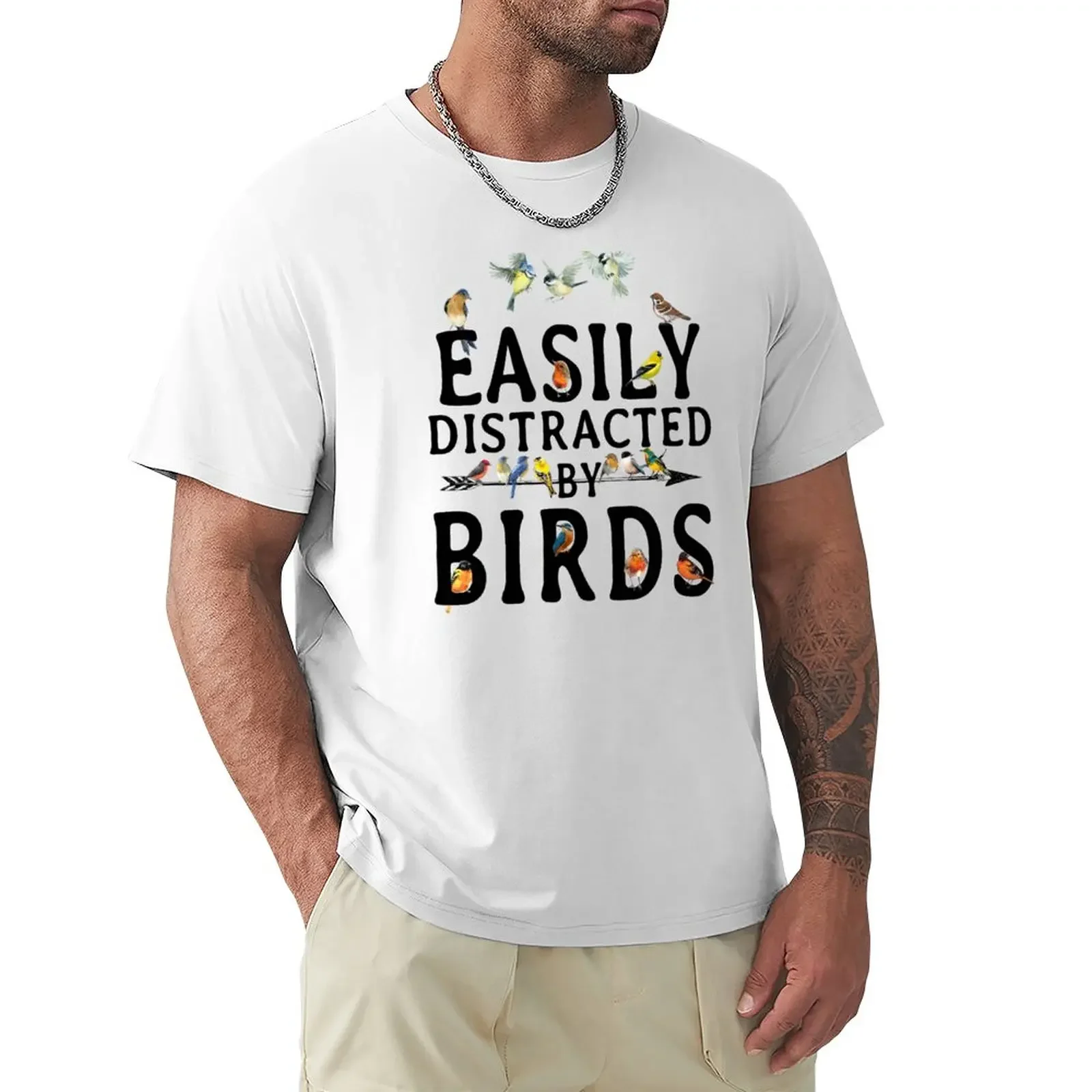 

Easily Distracted by Birds T-Shirt vintage graphic tee heavyweights for a boy oversized graphic tee mens shirts graphic tee