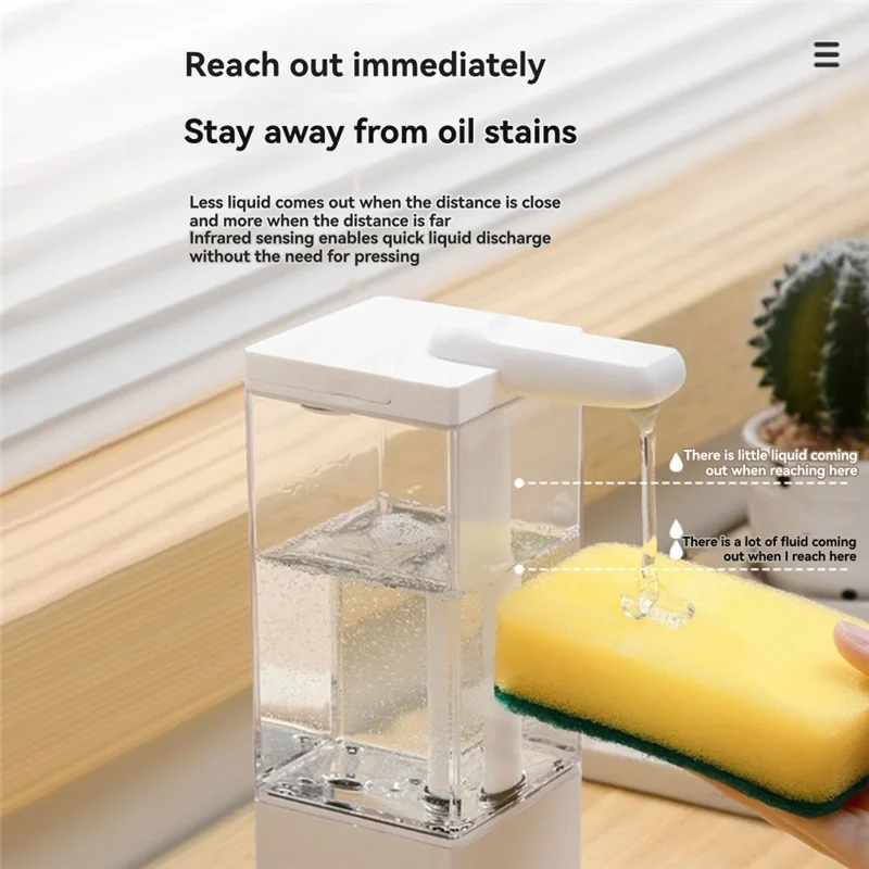 SANQ Бесконтактный автоматический дозатор мыла Индуктивный интеллектуальный дизайн 490 мл Большая емкость для домашнего и офисного использования