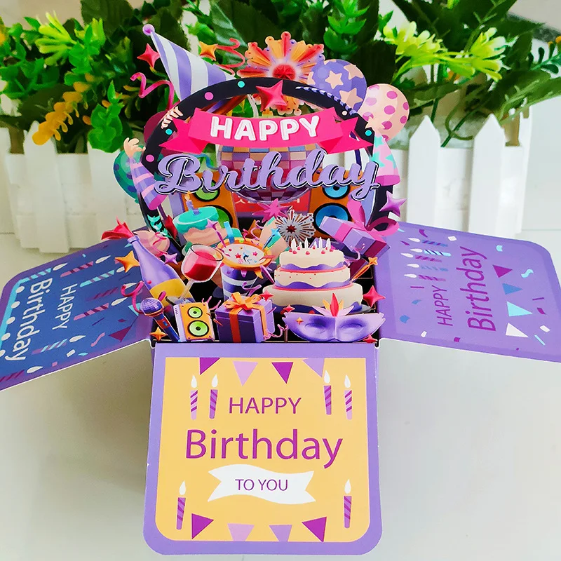 3D Pop Up Happy Birthday Grußkarte Geschenk Grußkarten zum Geburtstag mit Umschlag Segen Postkarte Partygeschenke – Detail 4