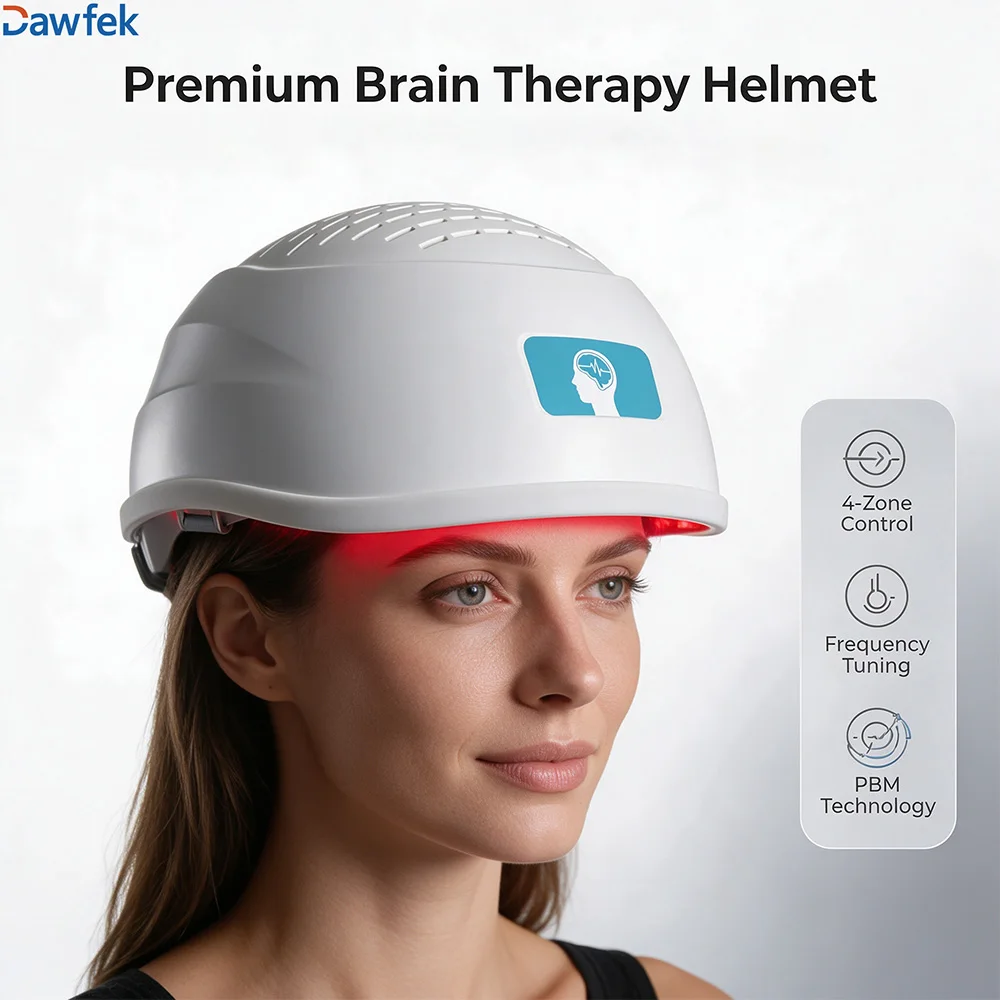 Dawfek 1-20000Hz PBM Brain Photobiomodulation Helmet 810nm 448 Diodes NIR Infrared Neurofeedback Helmet for Alzheimer Parkinson