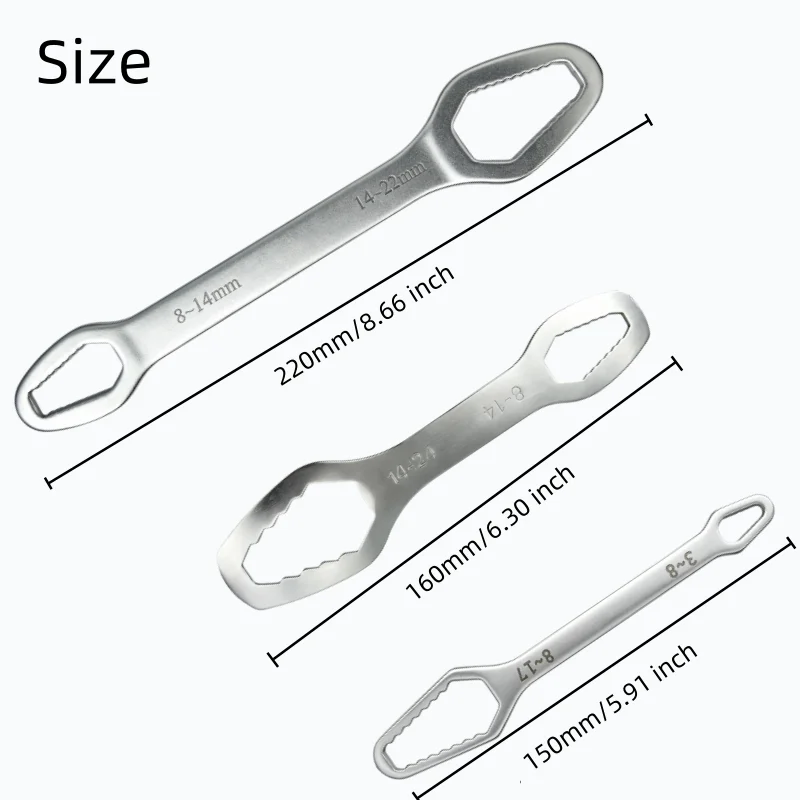 Portable 3‑Pack Universal Wrench, No Adjustment Needed for Furniture Assembly & Bicycle Maintenance
