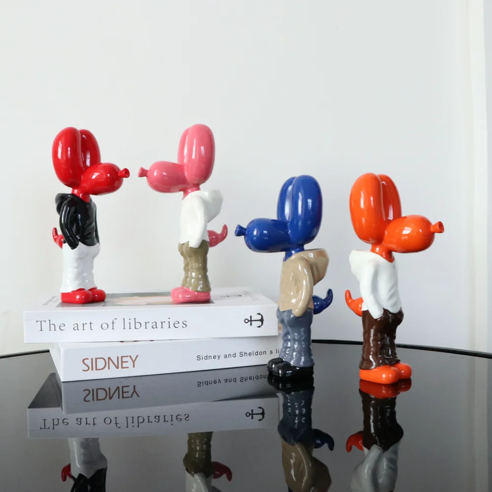 Resin Insert Pocket Balloon Dog  Figurines Street Art Trend Doll Ornament Fashion Indoor Home Office Desktop TV Cabinet Decor